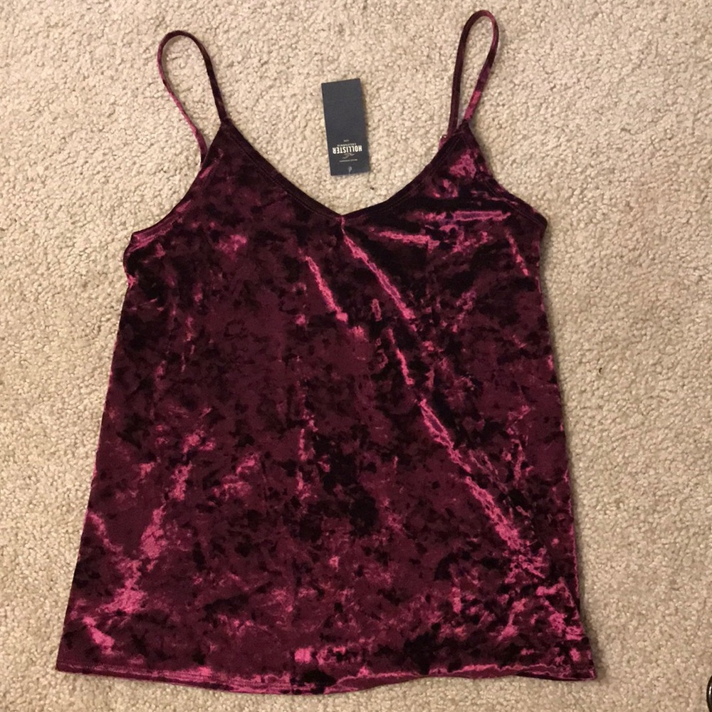 Small Burgundy Velvet Fashion Tank Top